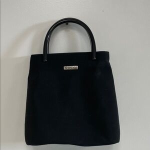 Vintage Black Structured Top-Handle Tote